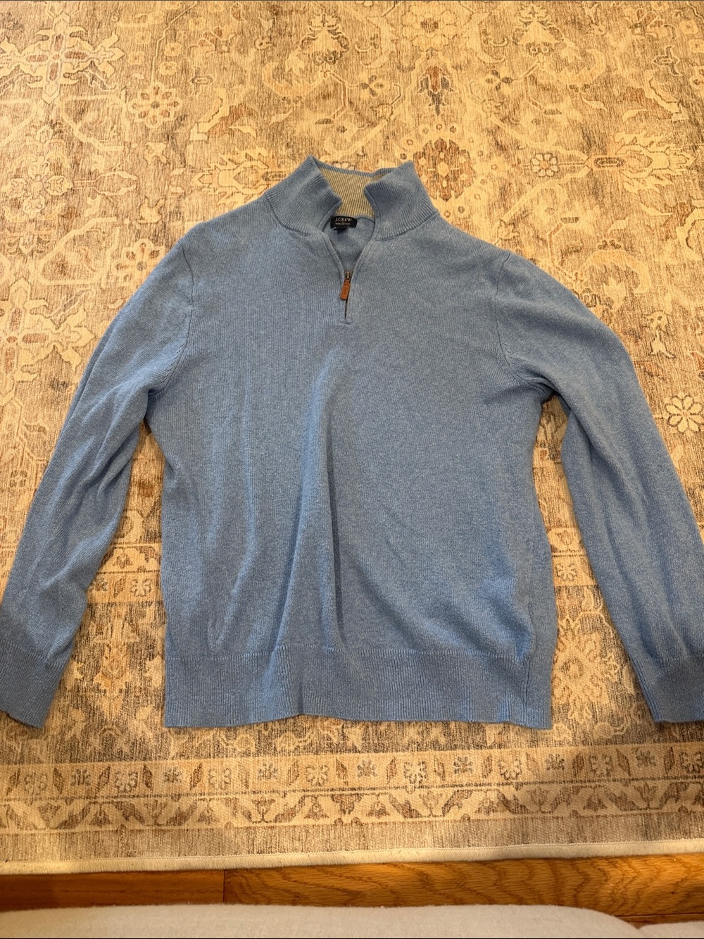 J. Crew Men's Sky Blue Quarter-Zip Sweater